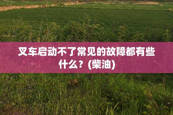 叉车启动不了常见的故障都有些什么？(柴油)
