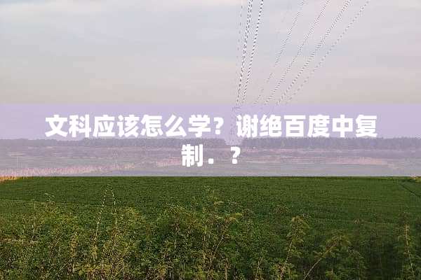 文科应该怎么学？谢绝百度中复制．？
