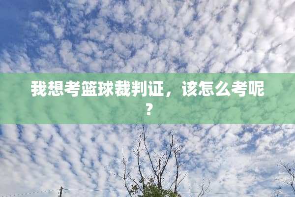 我想考篮球裁判证，该怎么考呢？