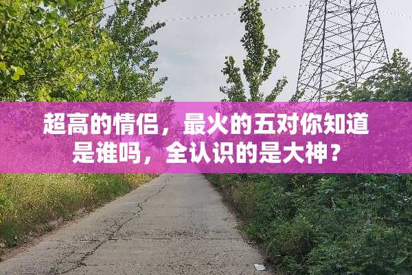 超高的情侣，最火的五对你知道是谁吗，全认识的是大神？