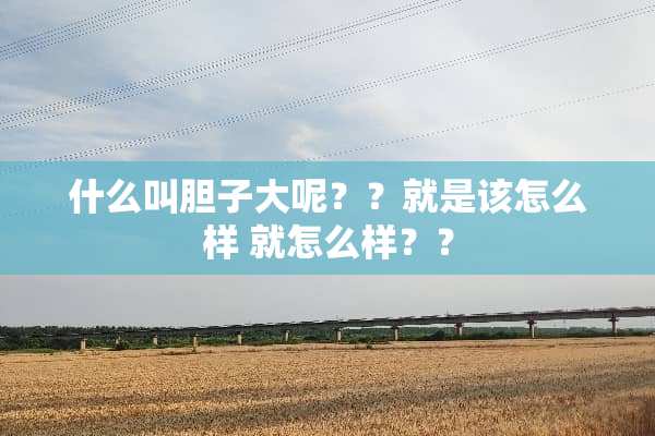 什么叫胆子大呢？？就是该怎么样 就怎么样？？