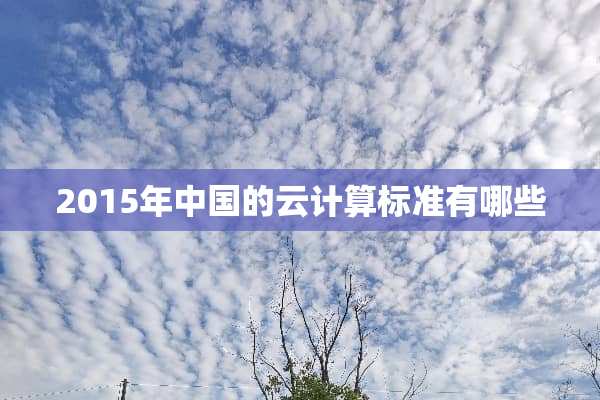 2015年中国的云计算标准有哪些