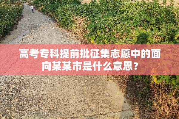 高考专科提前批征集志愿中的面向某某市是什么意思？