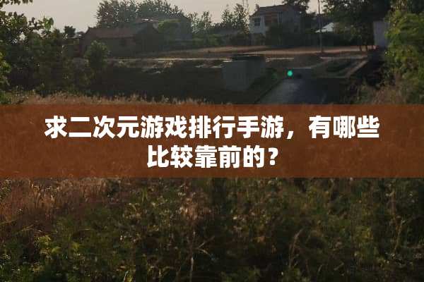 求二次元游戏排行手游，有哪些比较靠前的？