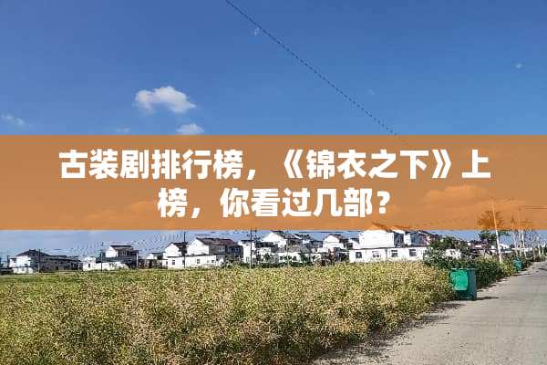 古装剧排行榜，《锦衣之下》上榜，你看过几部？