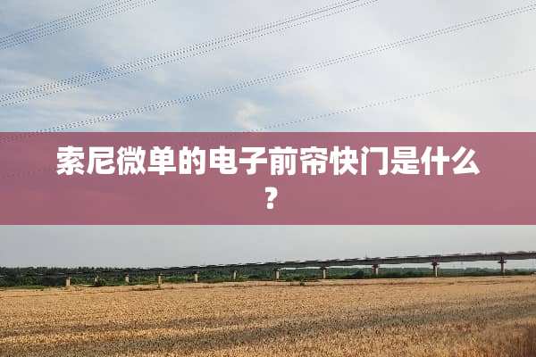 索尼微单的电子前帘快门是什么？