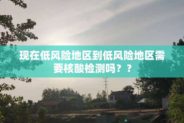 现在低风险地区到低风险地区需要核酸检测吗？？