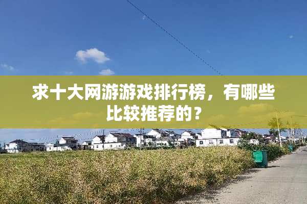 求十大网游游戏排行榜，有哪些比较推荐的？