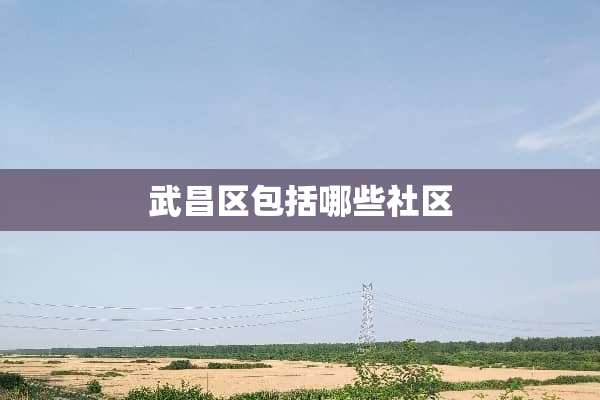 武昌区包括哪些社区