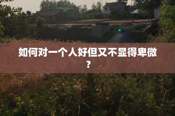 如何对一个人好但又不显得卑微？