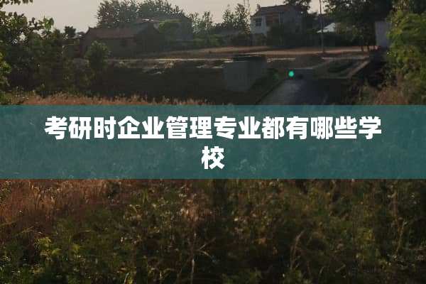 考研时企业管理专业都有哪些学校