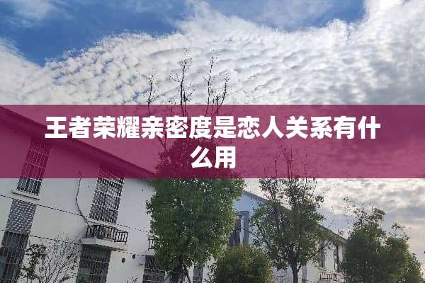 王者荣耀亲密度是恋人关系有什么用
