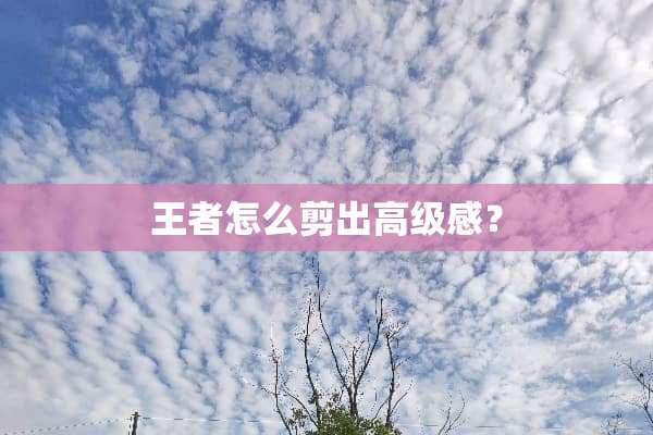 王者怎么剪出高级感？