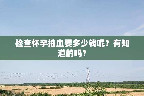 检查怀孕抽血要多少钱呢？有知道的吗？