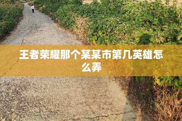 王者荣耀那个某某市第几英雄怎么弄
