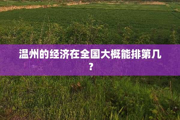 温州的经济在全国大概能排第几？