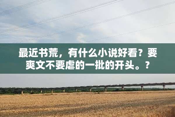 最近书荒，有什么小说好看？要爽文不要虐的一批的开头。？