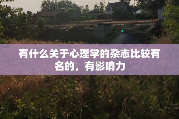 有什么关于心理学的杂志比较有名的，有影响力