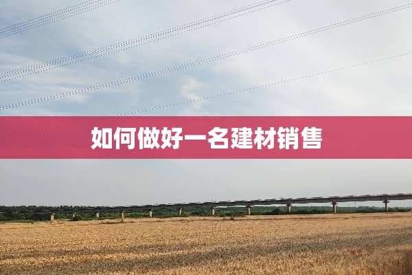 如何做好一名建材销售