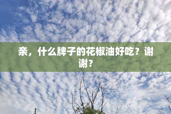 亲，什么牌子的花椒油好吃？谢谢？