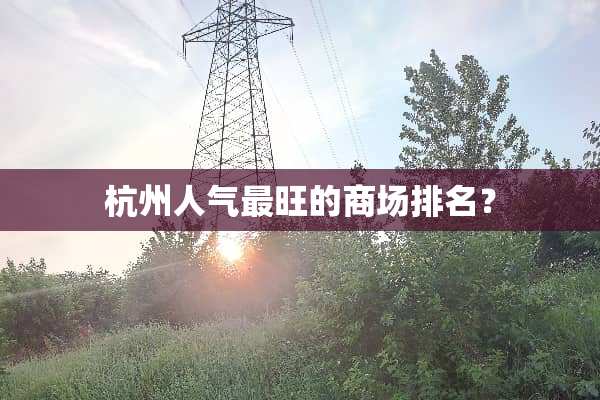 杭州人气最旺的商场排名？