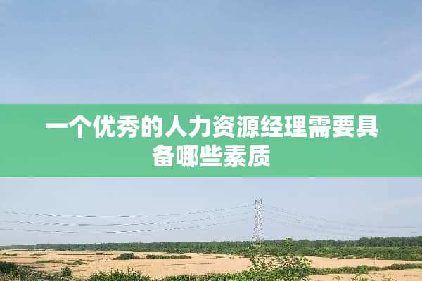 一个优秀的人力资源经理需要具备哪些素质