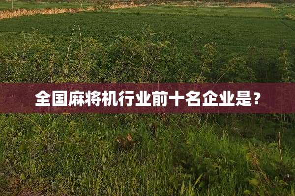 全国**机行业前十名企业是？