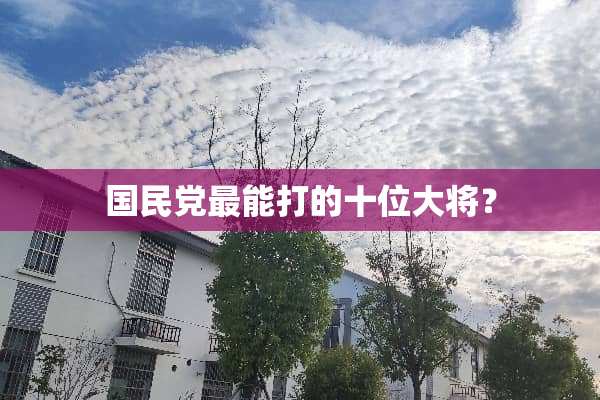国民*最能打的十位大将？