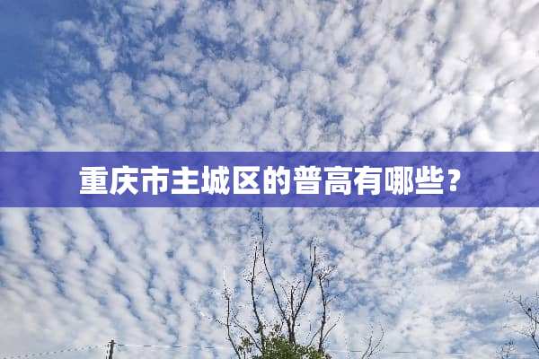重庆市主城区的普高有哪些？