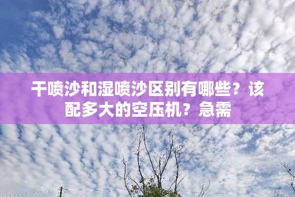 干喷沙和湿喷沙区别有哪些？该配多大的空压机？急需