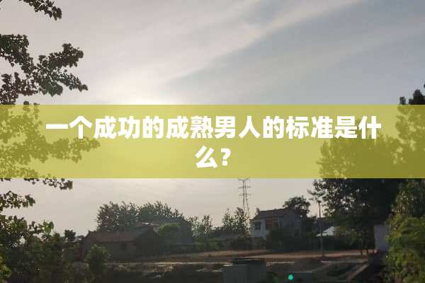 一个成功的成熟男人的标准是什么？