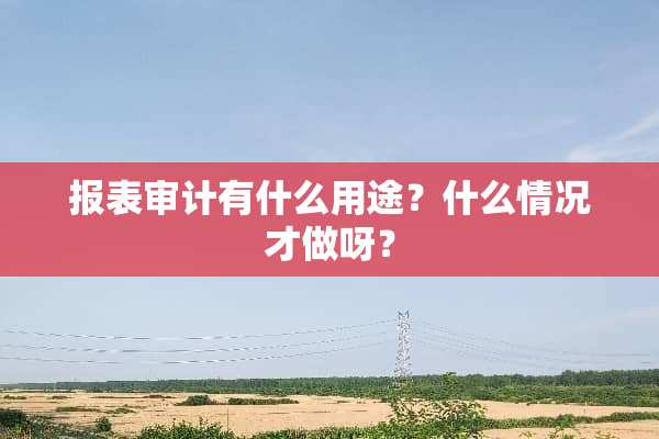 报表审计有什么用途？什么情况才做呀？