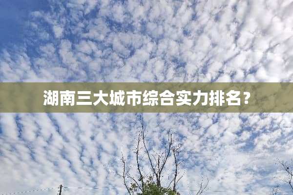 湖南三大城市综合实力排名？