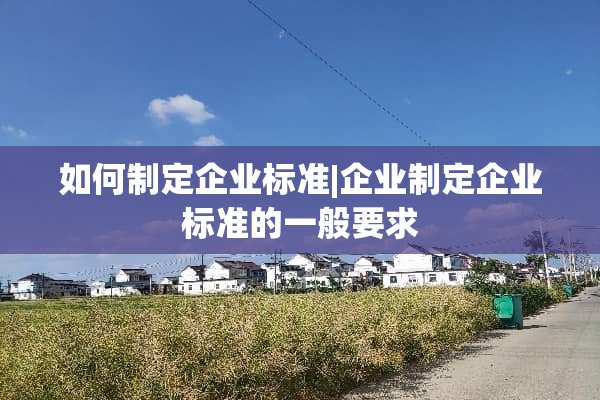 如何制定企业标准|企业制定企业标准的一般要求