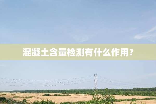 混凝土含量检测有什么作用？