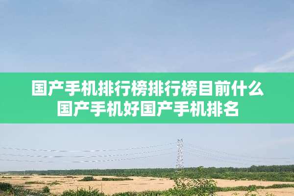 国产手机排行榜排行榜目前什么国产手机好国产手机排名