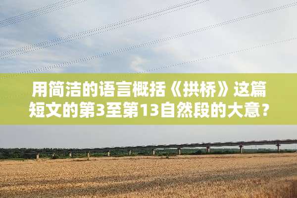 用简洁的语言概括《拱桥》这篇短文的第3至第13自然段的大意？