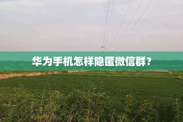 华为手机怎样隐匿微信群？