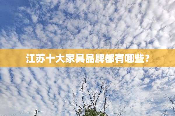 江苏十大家具品牌都有哪些？