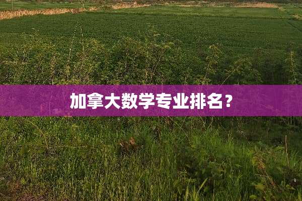 加拿大数学专业排名？