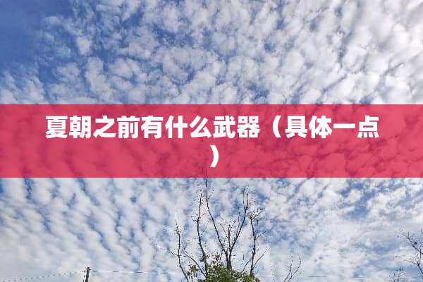 夏朝之前有什么**（具体一点）