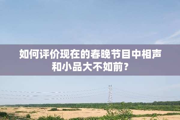 如何评价现在的春晚节目中相声和小品大不如前？