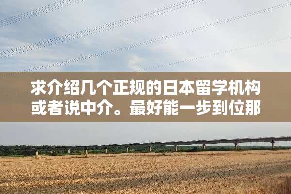 求介绍几个正规的日本留学机构或者说中介。最好能一步到位那种？