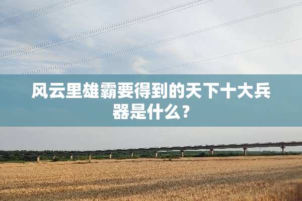 风云里雄霸要得到的天下十大兵器是什么？