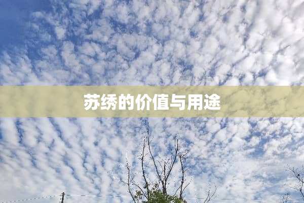 苏绣的价值与用途