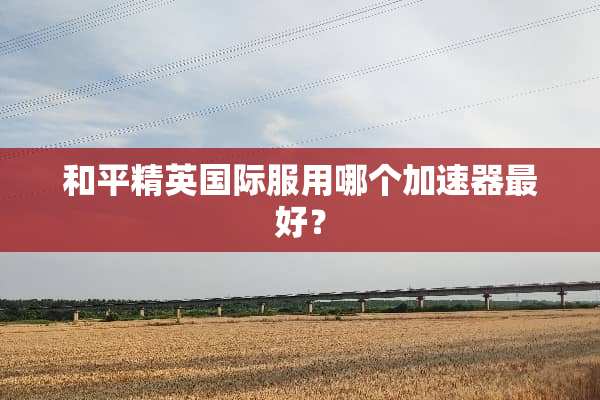 和平精英国际服用哪个加速器最好？
