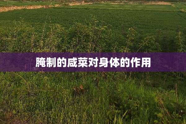 腌制的咸菜对身体的作用