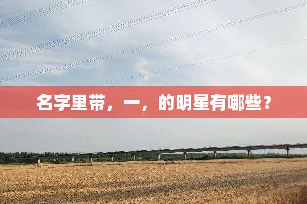 名字里带，一，的明星有哪些？