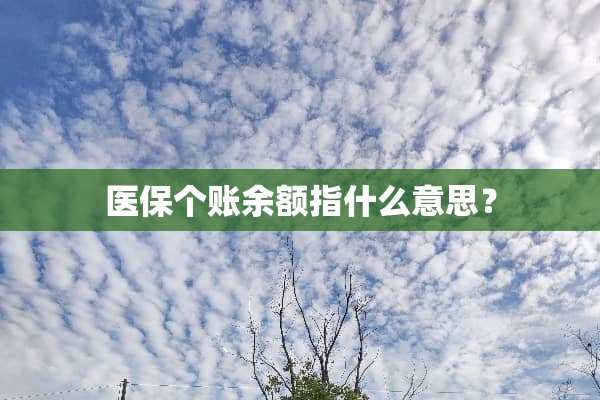 医保个账余额指什么意思？