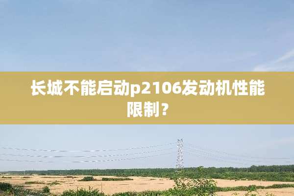 长城不能启动p2106发动机性能限制？